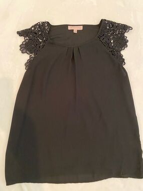 Philosophy Black Lace Cap-Sleeve Camisole